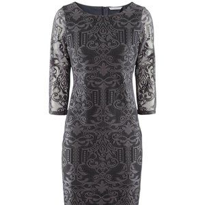 Women's Gray Lace Fitted Dress